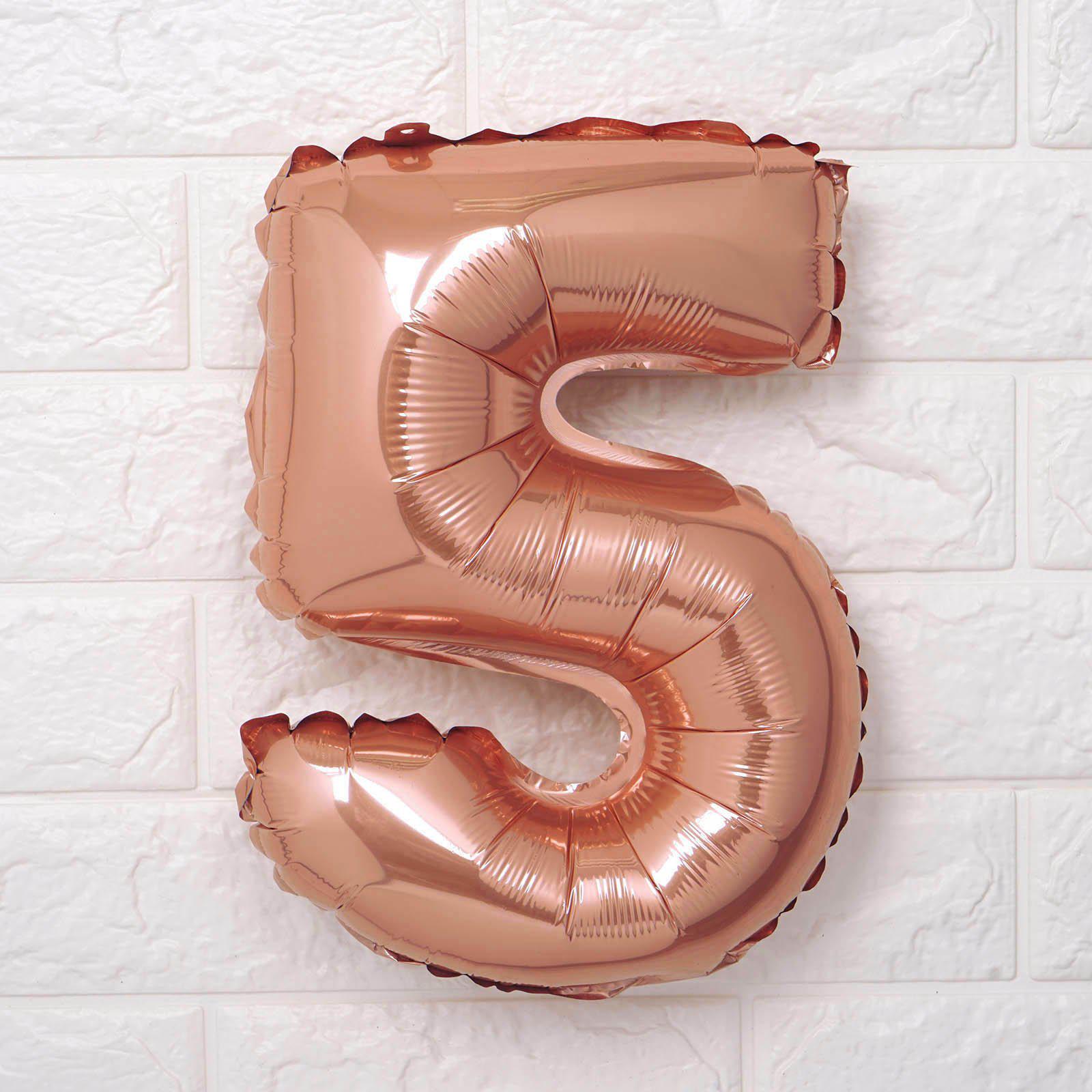 13" Metallic Rose Gold Mylar Foil 0 - 9 Number Balloons - Bell Racket Store