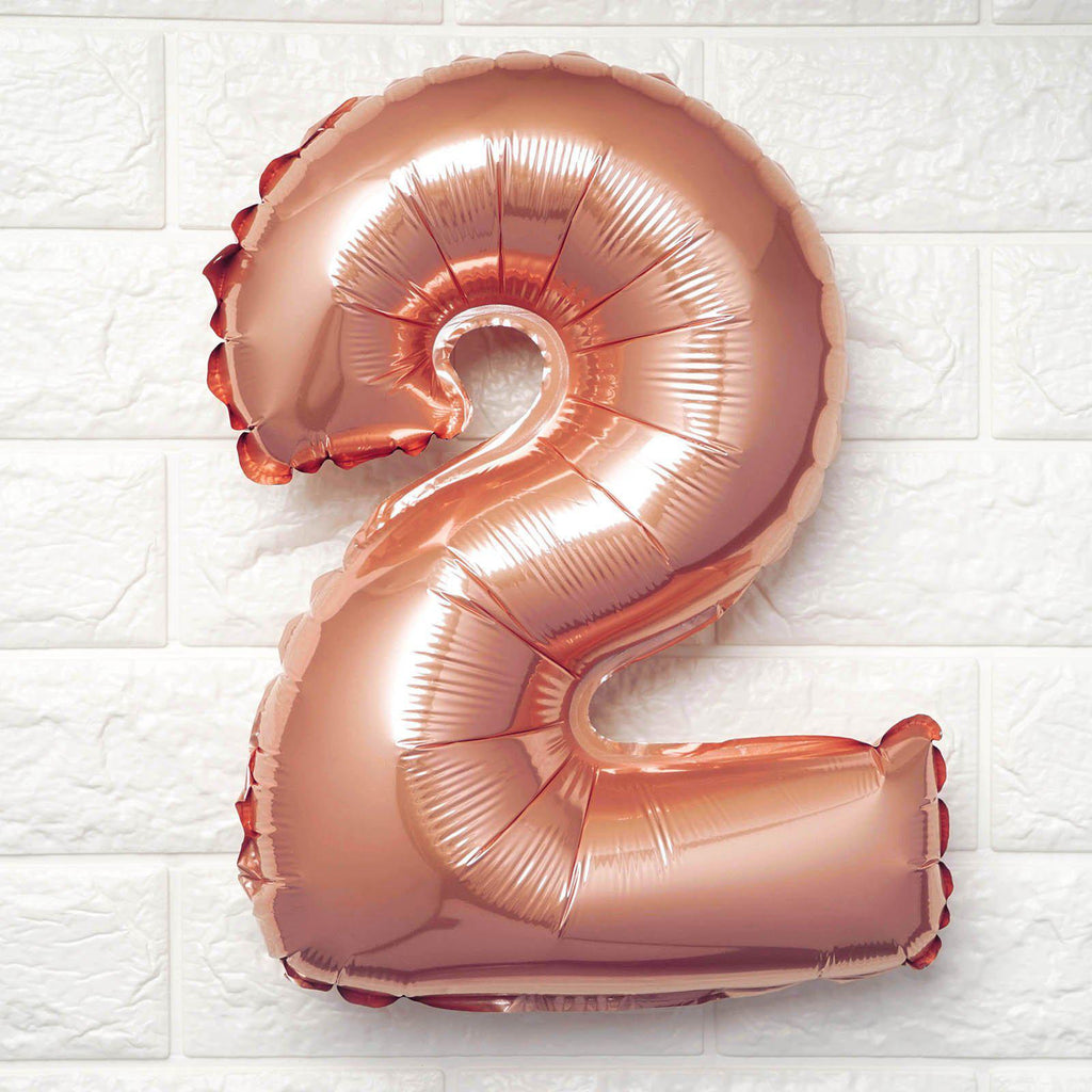 13" Metallic Rose Gold Mylar Foil 0 - 9 Number Balloons - Bell Racket Store