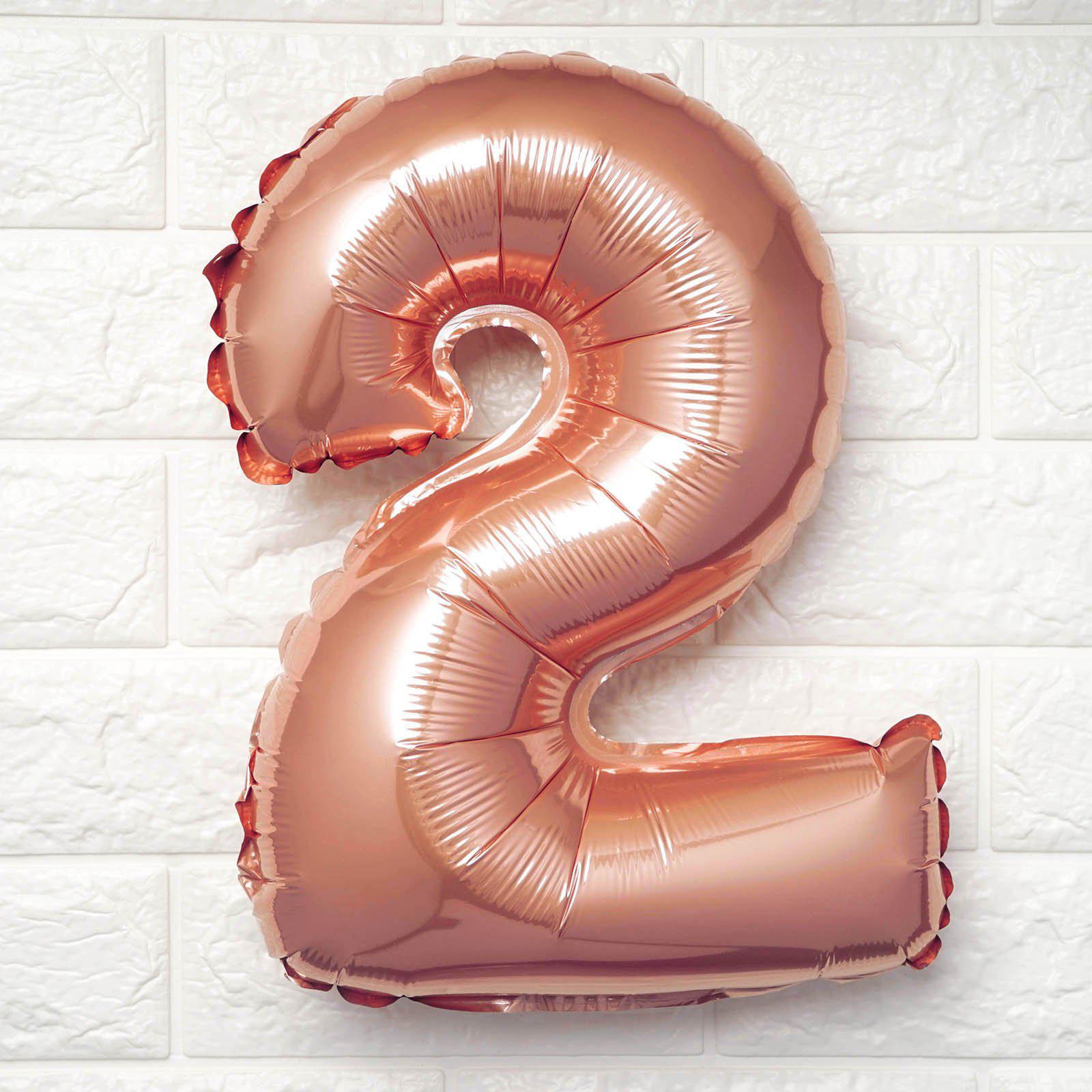 13" Metallic Rose Gold Mylar Foil 0 - 9 Number Balloons - Bell Racket Store