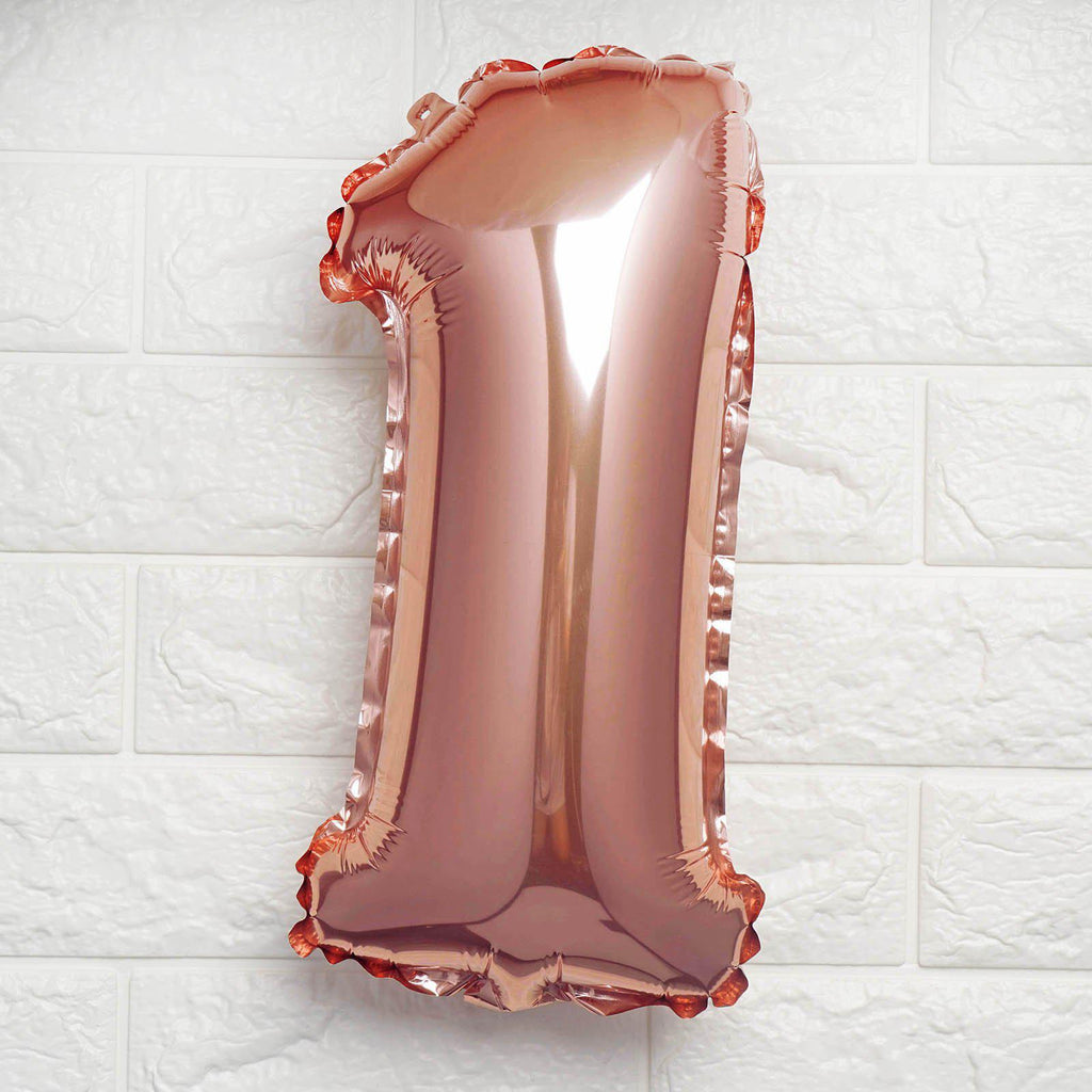 13" Metallic Rose Gold Mylar Foil 0 - 9 Number Balloons - Bell Racket Store