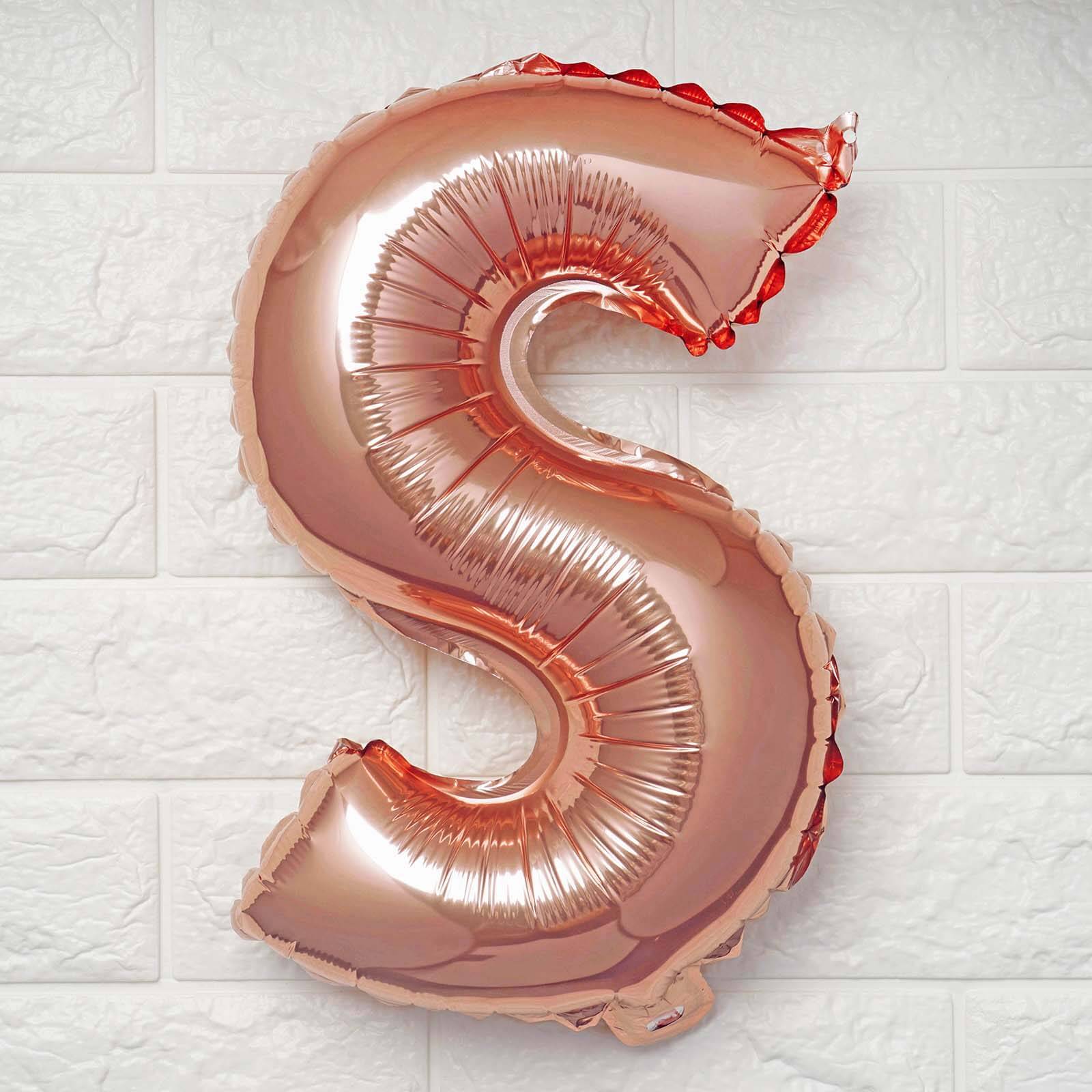 13" Rose Gold Letter Balloons, Metallic Mylar Foil Alphabet Balloons - Bell Racket Store