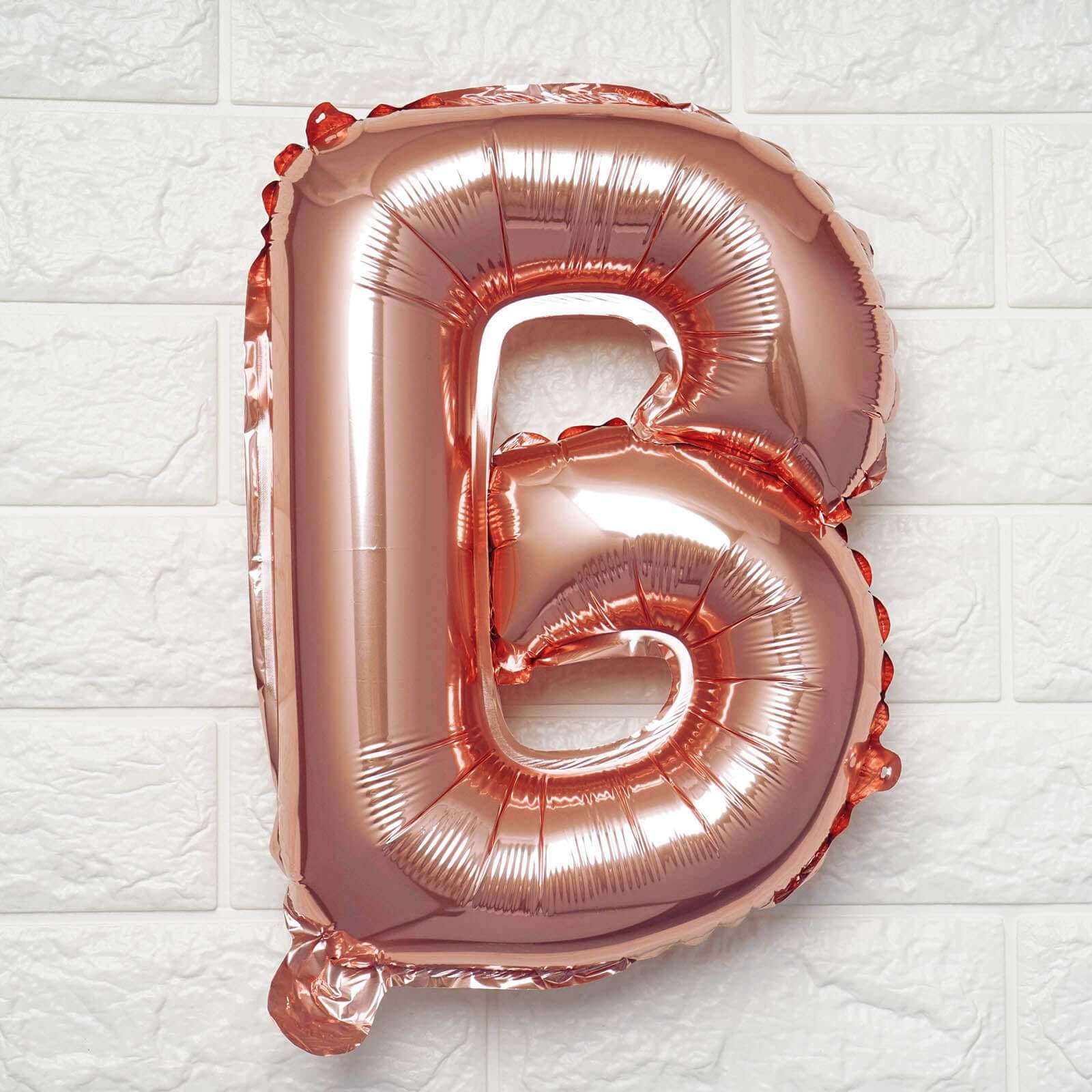 13" Rose Gold Letter Balloons, Metallic Mylar Foil Alphabet Balloons - Bell Racket Store
