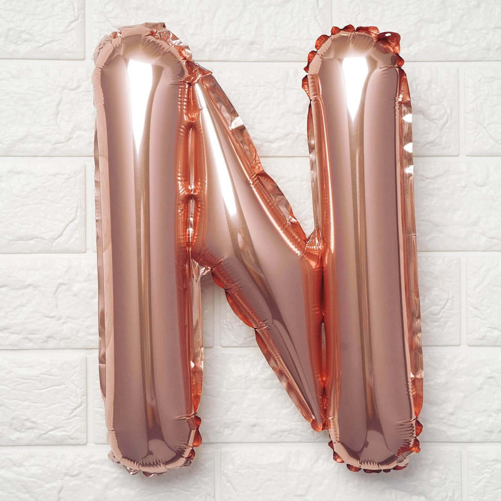 13" Rose Gold Letter Balloons, Metallic Mylar Foil Alphabet Balloons - Bell Racket Store