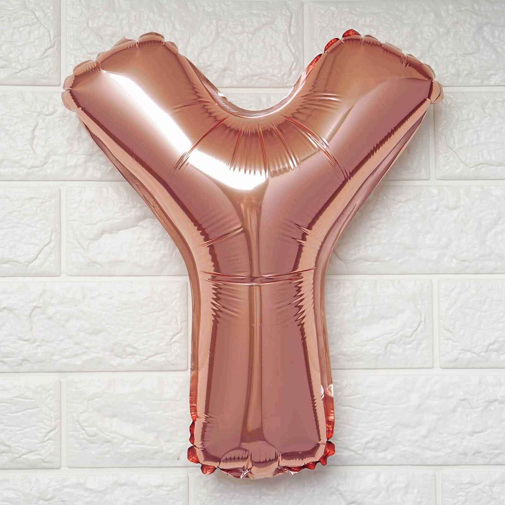 13" Rose Gold Letter Balloons, Metallic Mylar Foil Alphabet Balloons - Bell Racket Store