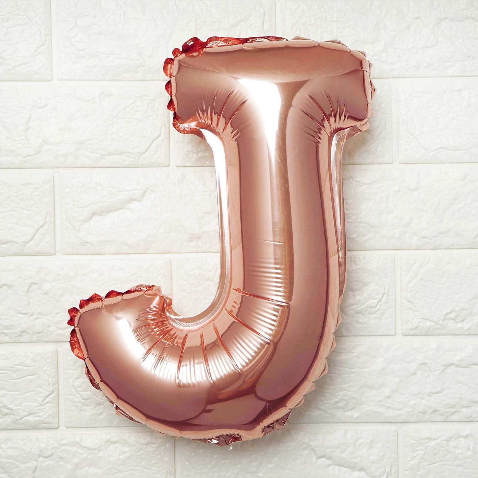 13" Rose Gold Letter Balloons, Metallic Mylar Foil Alphabet Balloons - Bell Racket Store