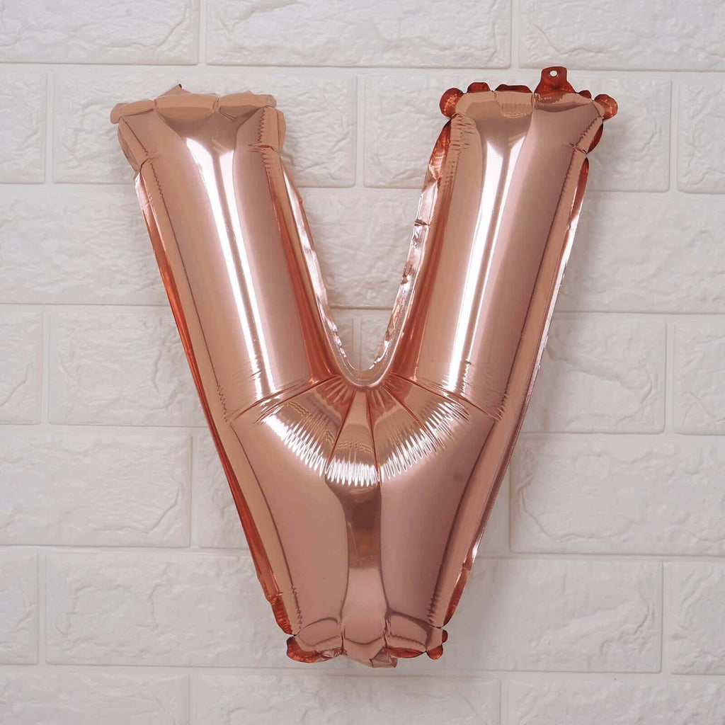 13" Rose Gold Letter Balloons, Metallic Mylar Foil Alphabet Balloons - Bell Racket Store