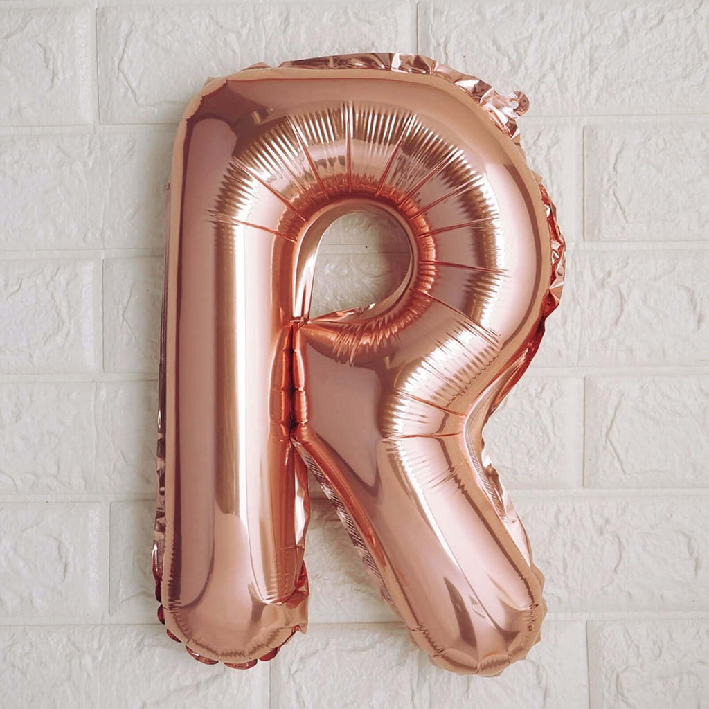 13" Rose Gold Letter Balloons, Metallic Mylar Foil Alphabet Balloons - Bell Racket Store