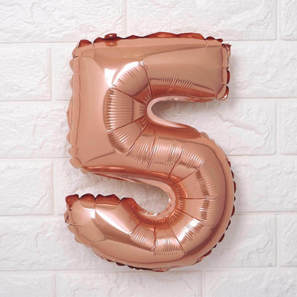 13" Rose Gold Letter Balloons, Metallic Mylar Foil Alphabet Balloons - Bell Racket Store