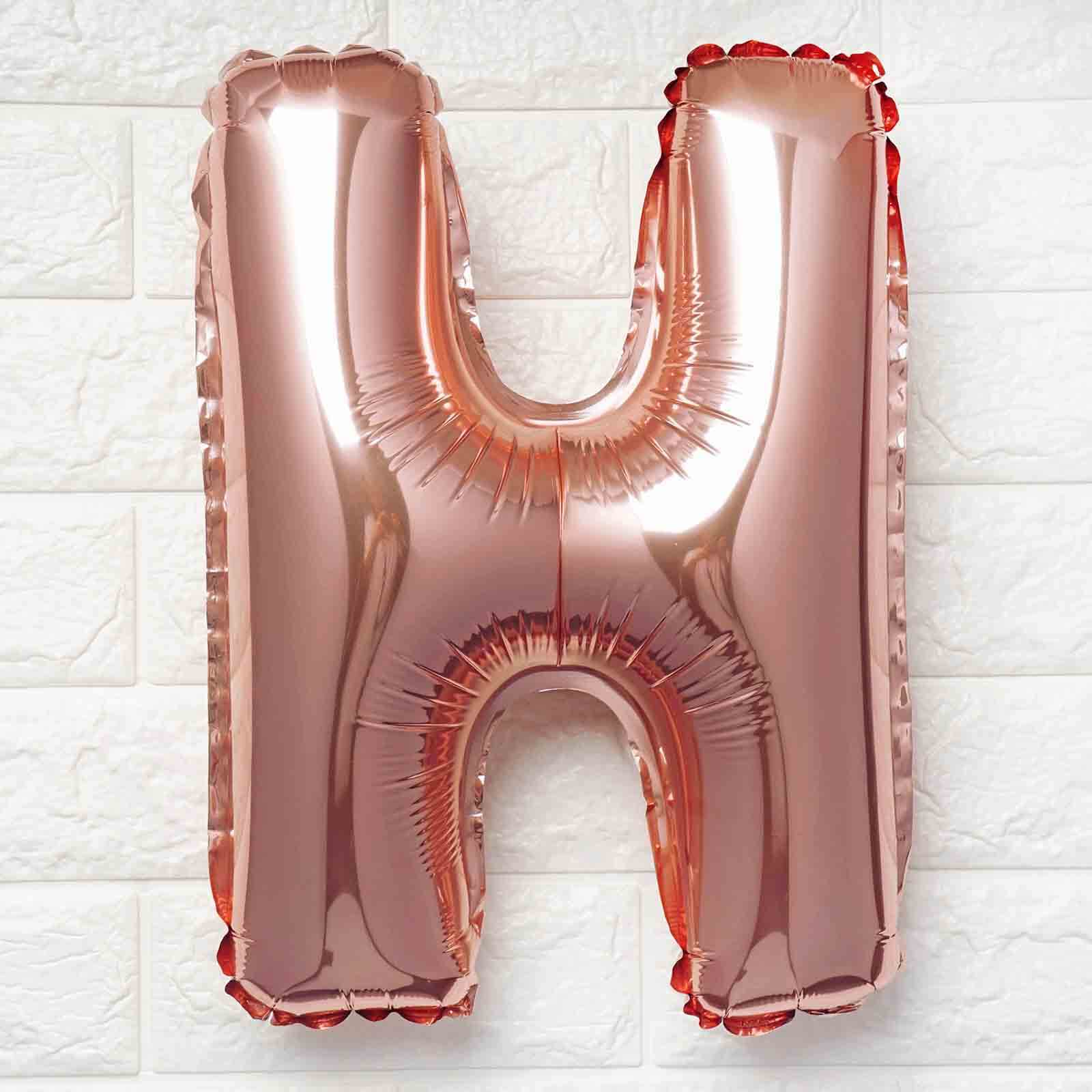 13" Rose Gold Letter Balloons, Metallic Mylar Foil Alphabet Balloons - Bell Racket Store
