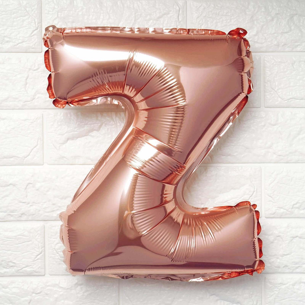 13" Rose Gold Letter Balloons, Metallic Mylar Foil Alphabet Balloons - Bell Racket Store