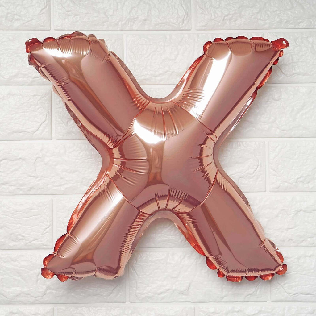 13" Rose Gold Letter Balloons, Metallic Mylar Foil Alphabet Balloons - Bell Racket Store