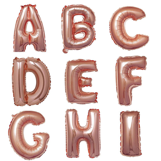 13" Rose Gold Letter Balloons, Metallic Mylar Foil Alphabet Balloons - Bell Racket Store