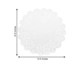 100 Pcs Paper 14" Round Placemats in White - Food Grade Lace Paper Doilies for Dessert Display & Table Decor