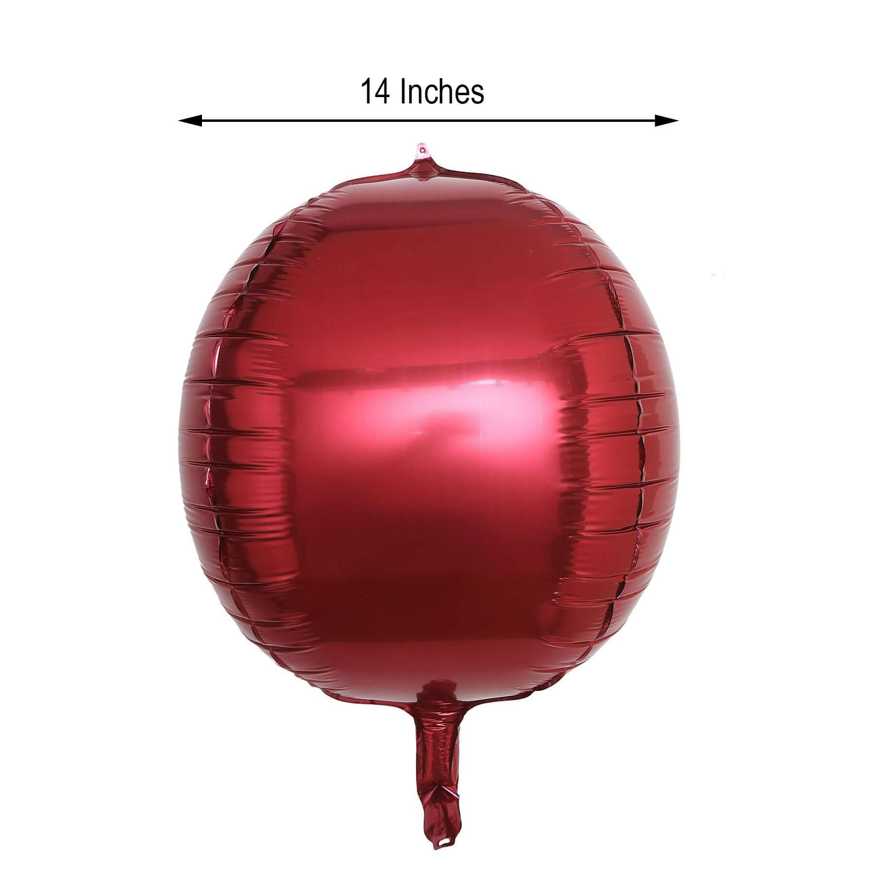 2 Pack 14" 4D Burgundy Sphere Mylar Foil Helium or Air Balloons