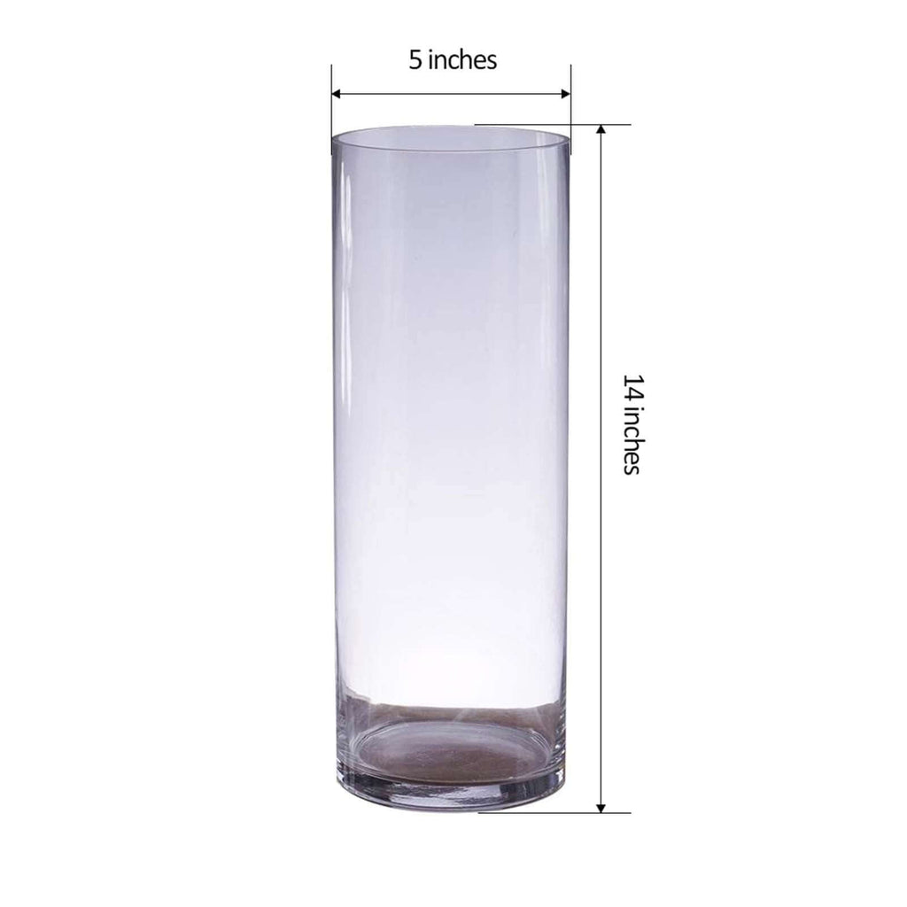 6-Pack Glass Flower Vases Cylinder Design Heavy Duty Clear - Stylish Centerpieces for Weddings 14"