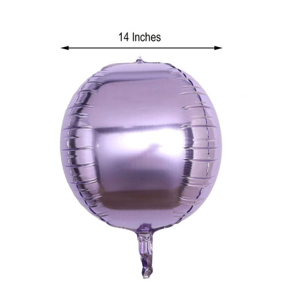 2 Pack 14" 4D Lavender Lilac Sphere Mylar Foil Helium or Air Balloons