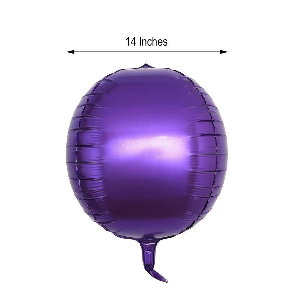 2 Pack 14" 4D Shiny Purple Sphere Mylar Foil Helium or Air Balloons