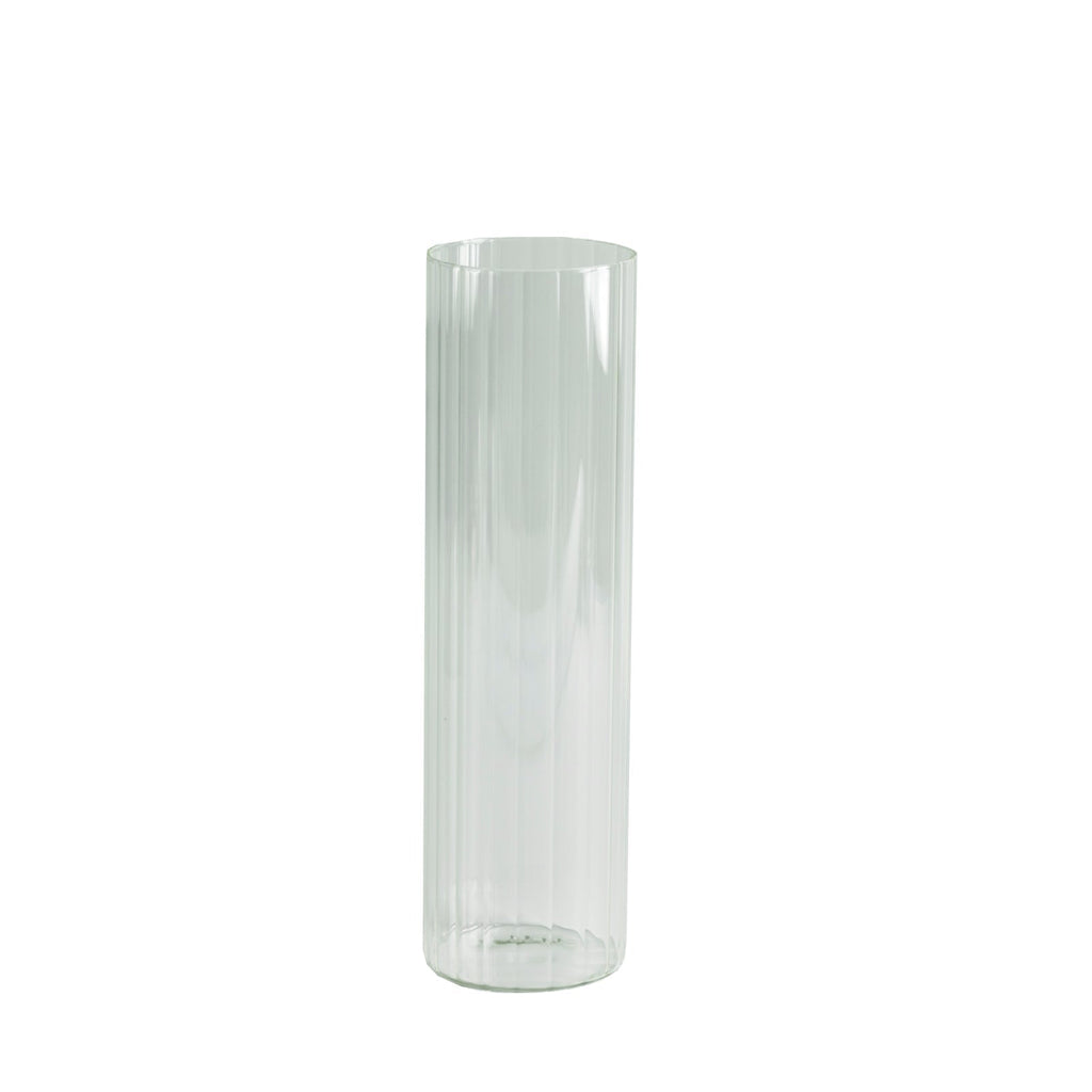 14" Ribbed Cylinder Glass Vases 6 - Pack â€“ Tall Clear Decorative Vases for Dining Tables, Mantels & Modern Interiors - Bell Racket Store