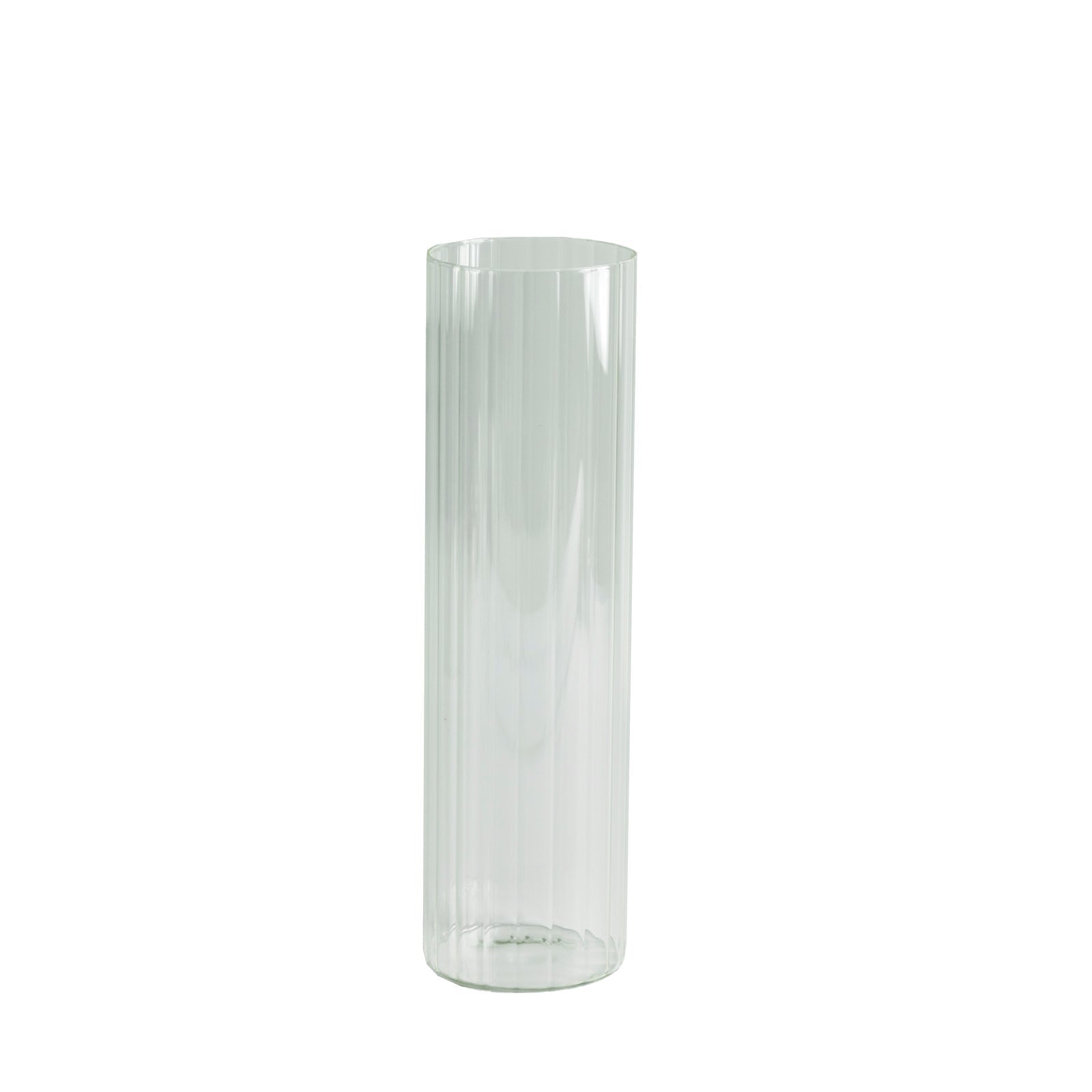 14" Ribbed Cylinder Glass Vases 6 - Pack â€“ Tall Clear Decorative Vases for Dining Tables, Mantels & Modern Interiors - Bell Racket Store
