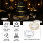 14" Round Silver Cake Stand with Hanging Crystal Beads and Glass Top â€“ Metal Dessert Display Tray - Bell Racket Store