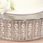 14" Round Silver Cake Stand with Hanging Crystal Beads and Glass Top â€“ Metal Dessert Display Tray - Bell Racket Store