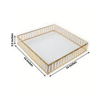 14" Square Gold Cake Stand with Hanging Crystal Beads and Glass Top â€“ Metal Dessert Display Tray - Bell Racket Store