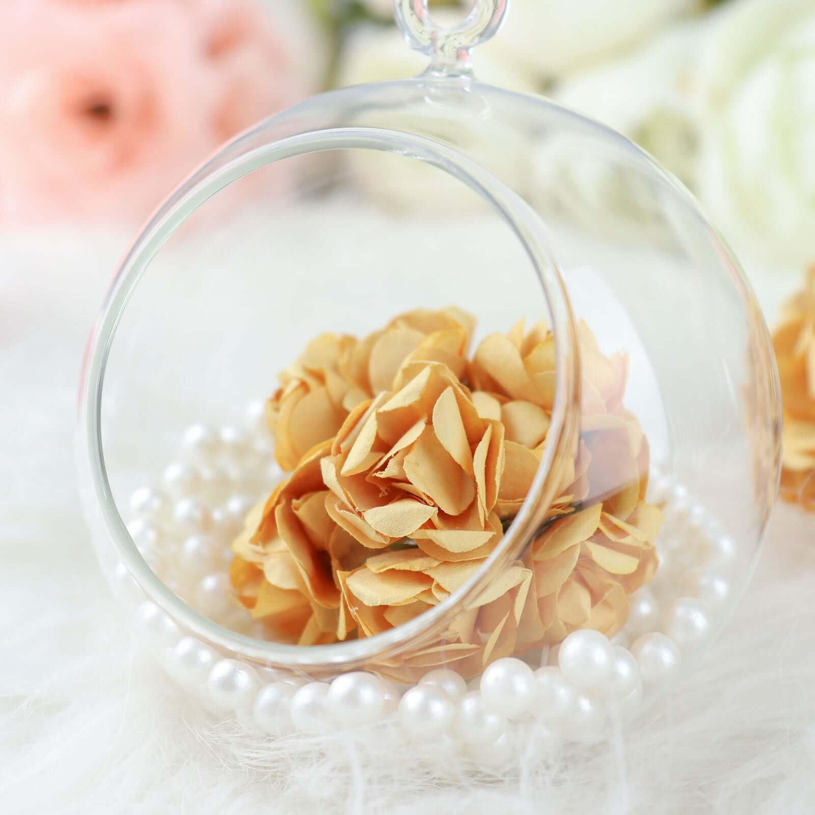 144 Gold Paper Mini Craft Flower Roses, DIY Flower Bushes With Wire Stems - Bell Racket Store