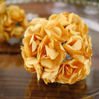 144 Gold Paper Mini Craft Flower Roses, DIY Flower Bushes With Wire Stems - Bell Racket Store