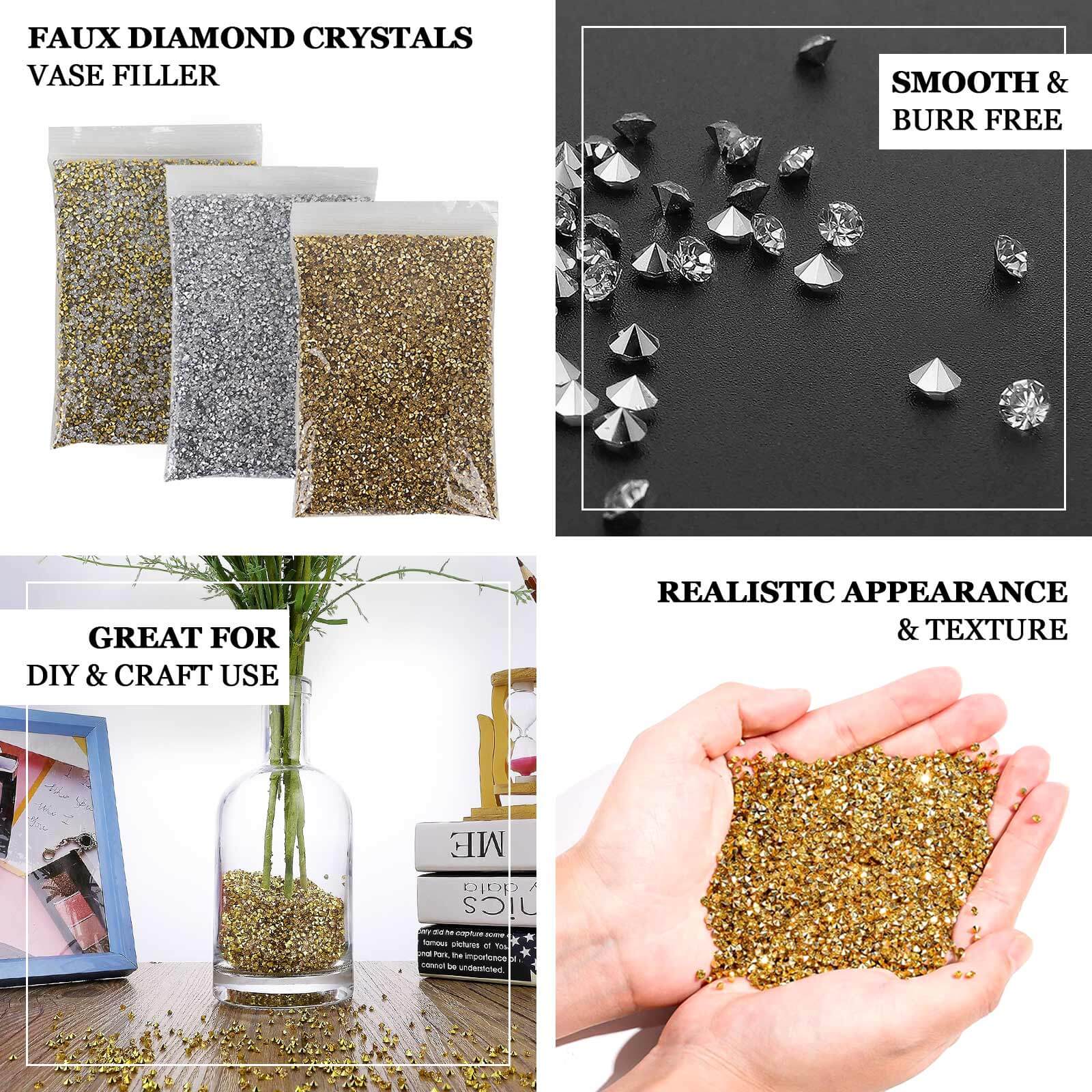 14400 Pcs Faux Diamond Rhinestone Vase Fillers Gold, Wedding Table Scatter Gems Sparkling Decorative Design 3mm - Bell Racket Store