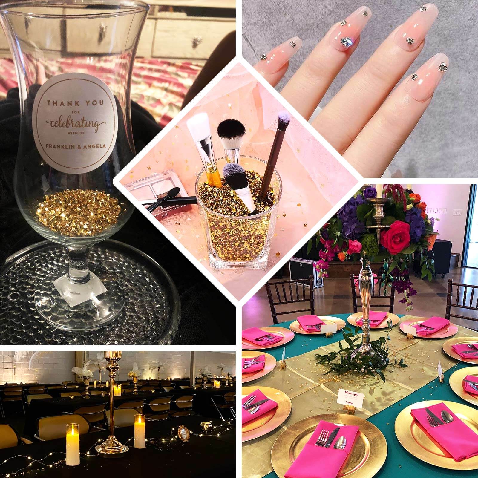 14400 Pcs Faux Diamond Rhinestone Vase Fillers Gold/Silver, Wedding Table Scatter Gems Sparkling Decorative Design 3mm - Bell Racket Store