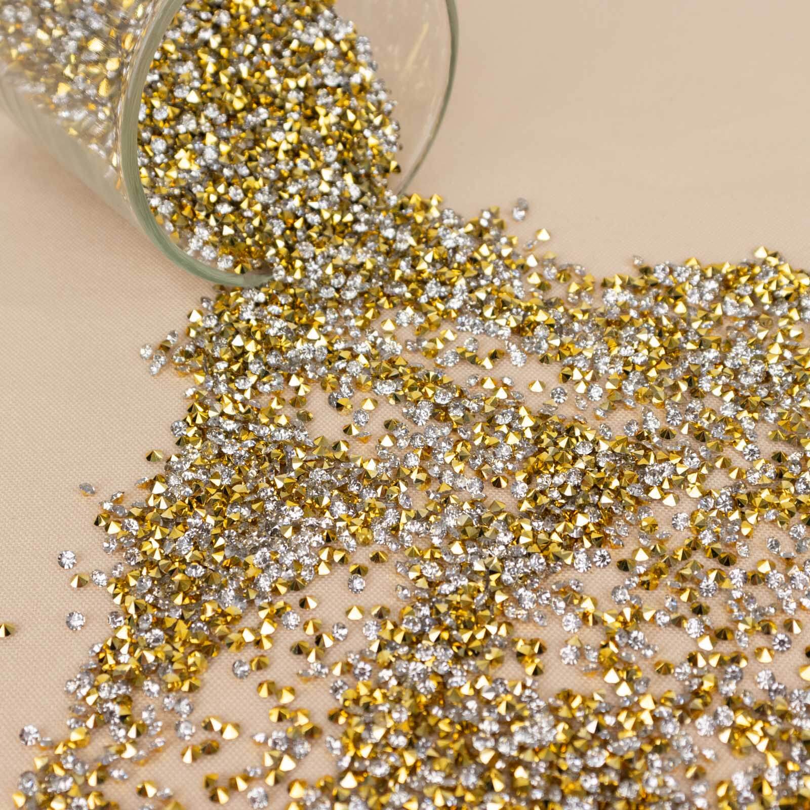 14400 Pcs Faux Diamond Rhinestone Vase Fillers Gold/Silver, Wedding Table Scatter Gems Sparkling Decorative Design 3mm - Bell Racket Store