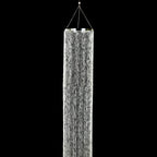 14ft Hanging Beaded Crystal Column Chandelier, Tall Beads Curtain Round with Silver Metal Hoop and Hanging Chain - Bell Racket Store