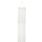 14ft Hanging Beaded Crystal Column Chandelier, Tall Beads Curtain Round with Silver Metal Hoop and Hanging Chain - Bell Racket Store