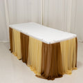 14ft Sheer Pleated Ruffle Skirting Chiffon Table Skirt - Champagne and Gold, Shimmer Sheer, Wrinkle - Free Fabric - Bell Racket Store