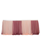 14ft Sheer Pleated Ruffle Skirting Chiffon Table Skirt - Mauve and Blush, Shimmer Sheer, Wrinkle - Free Fabric - Bell Racket Store