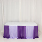 14ft Sheer Pleated Ruffle Skirting Chiffon Table Skirt - Purple and Lavender, Shimmer Sheer, Wrinkle - Free Fabric - Bell Racket Store