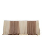 14ft Sheer Pleated Ruffle Skirting Chiffon Table Skirt - Taupe and Beige, Shimmer Sheer, Wrinkle - Free Fabric - Bell Racket Store