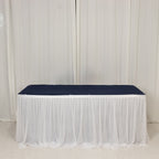 14ft Sheer Pleated Ruffle Skirting Chiffon Table Skirt - White, Shimmer Sheer, Wrinkle - Free Fabric - Bell Racket Store