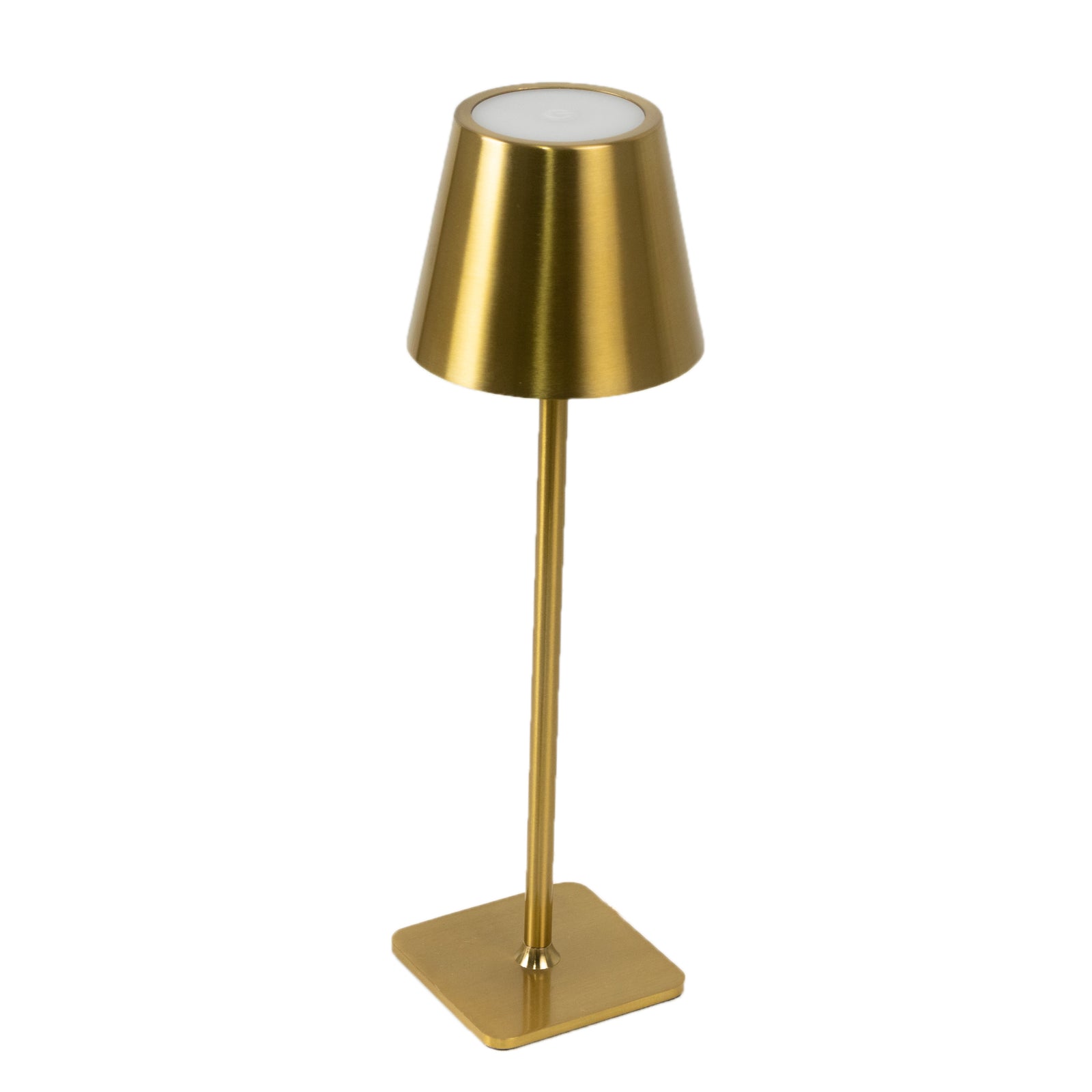 15" Gold Metal LED Table Lamp with Classic Empire Lampshade - Cordless Rechargeable Desk Lamp, 3 Color Modes, Stepless Dimming, Touch Control - Bell Racket Store