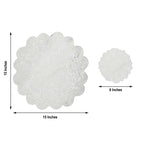 6-Pack Dining Table Mats Floral Lace Design White - Vinyl Non-Slip Surface with Vintage Appeal 15"