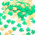 15G Bag Tropical Palm Leaf Table Confetti, Shiny Monstera Metallic Green and Gold Vibrant Eye - Catching Design - Bell Racket Store