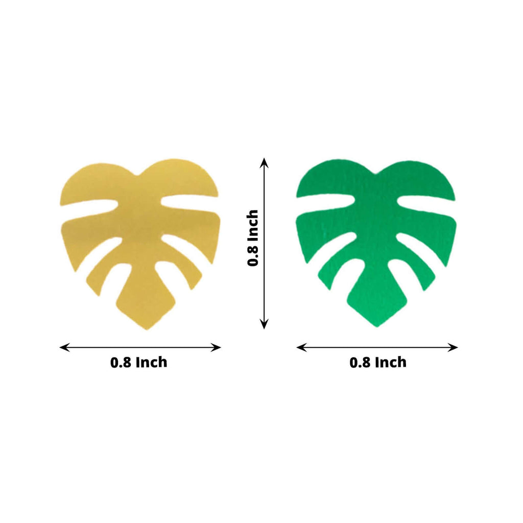 15G Bag Tropical Palm Leaf Table Confetti, Shiny Monstera Metallic Green and Gold Vibrant Eye - Catching Design - Bell Racket Store