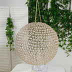 16" Crystal Globe Chandelier â€“ Hanging Beaded Ball Pendant Light with Gold Metal Hook & Chain for Decorative Home Lighting - Bell Racket Store