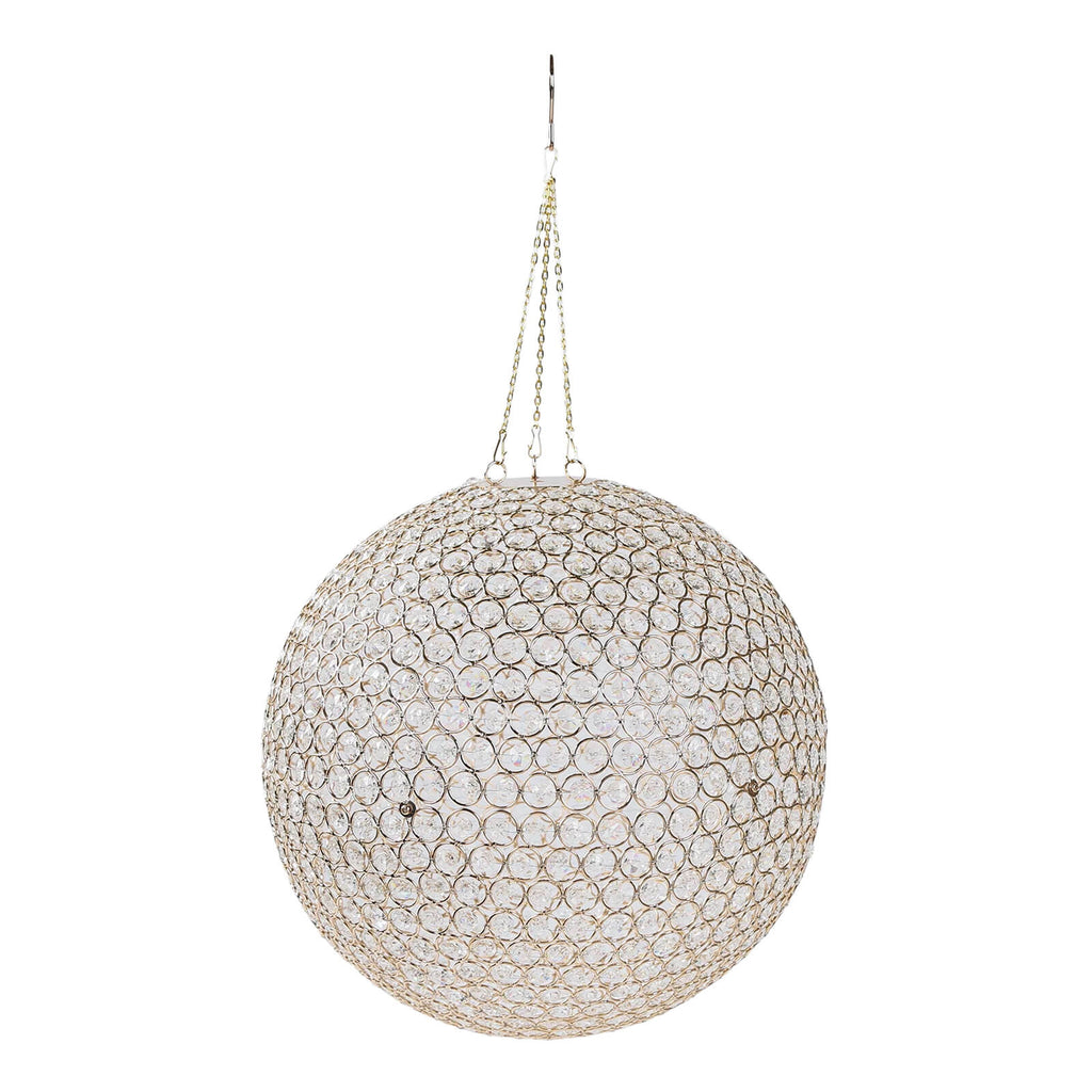 16" Crystal Globe Chandelier â€“ Hanging Beaded Ball Pendant Light with Gold Metal Hook & Chain for Decorative Home Lighting - Bell Racket Store