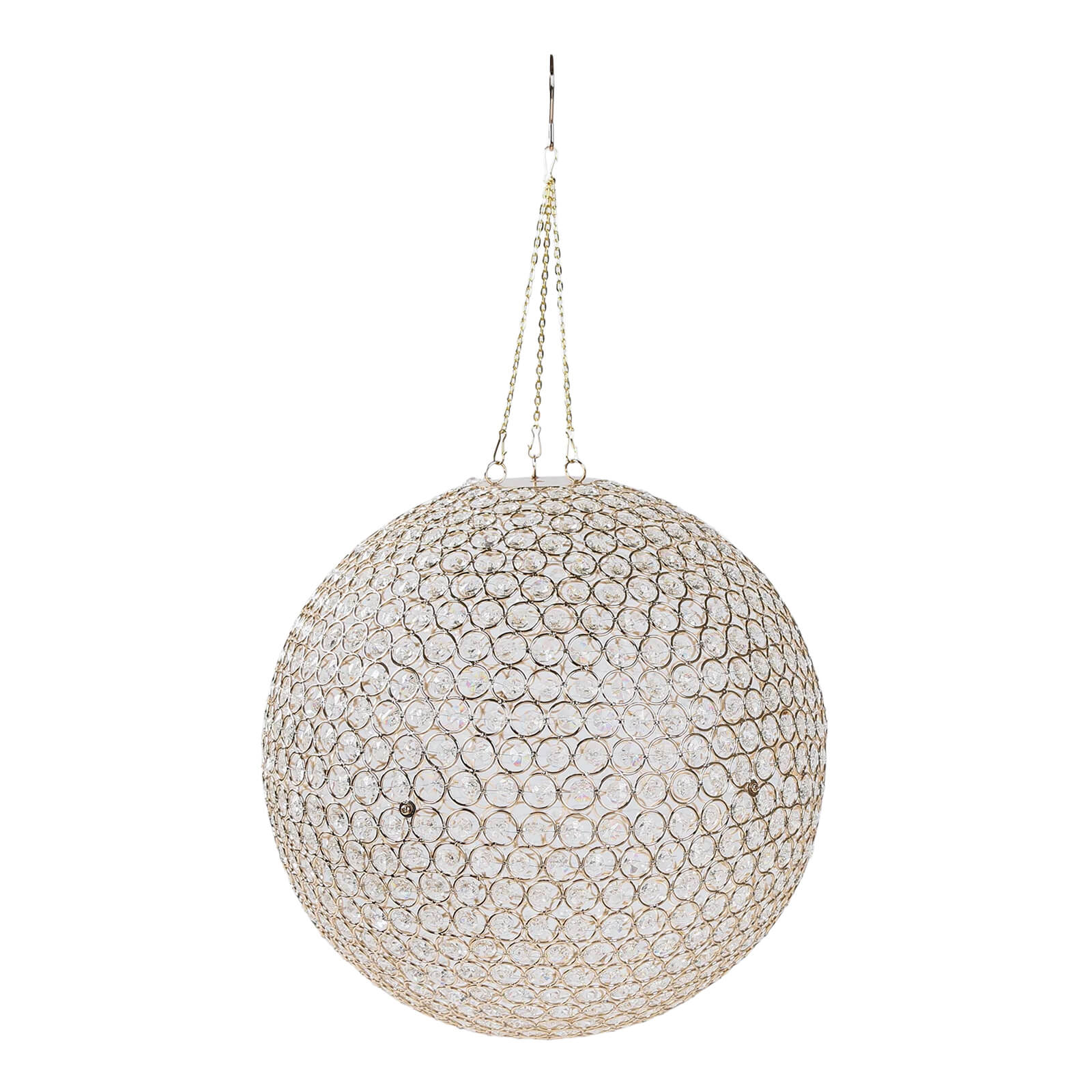 16" Crystal Globe Chandelier â€“ Hanging Beaded Ball Pendant Light with Gold Metal Hook & Chain for Decorative Home Lighting - Bell Racket Store