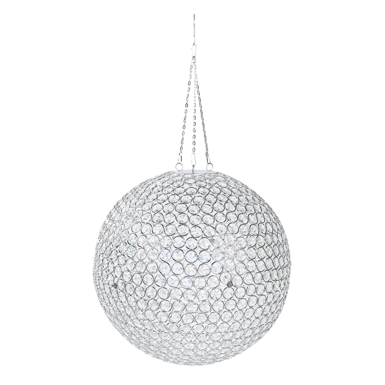 16" Crystal Globe Chandelier â€“ Hanging Beaded Ball Pendant Light with Silver Metal Hook & Chain for Decorative Home Lighting - Bell Racket Store
