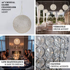 16" Crystal Globe Chandelier â€“ Hanging Beaded Ball Pendant Light with Silver Metal Hook & Chain for Decorative Home Lighting - Bell Racket Store