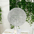 16" Crystal Globe Chandelier â€“ Hanging Beaded Ball Pendant Light with Silver Metal Hook & Chain for Decorative Home Lighting - Bell Racket Store