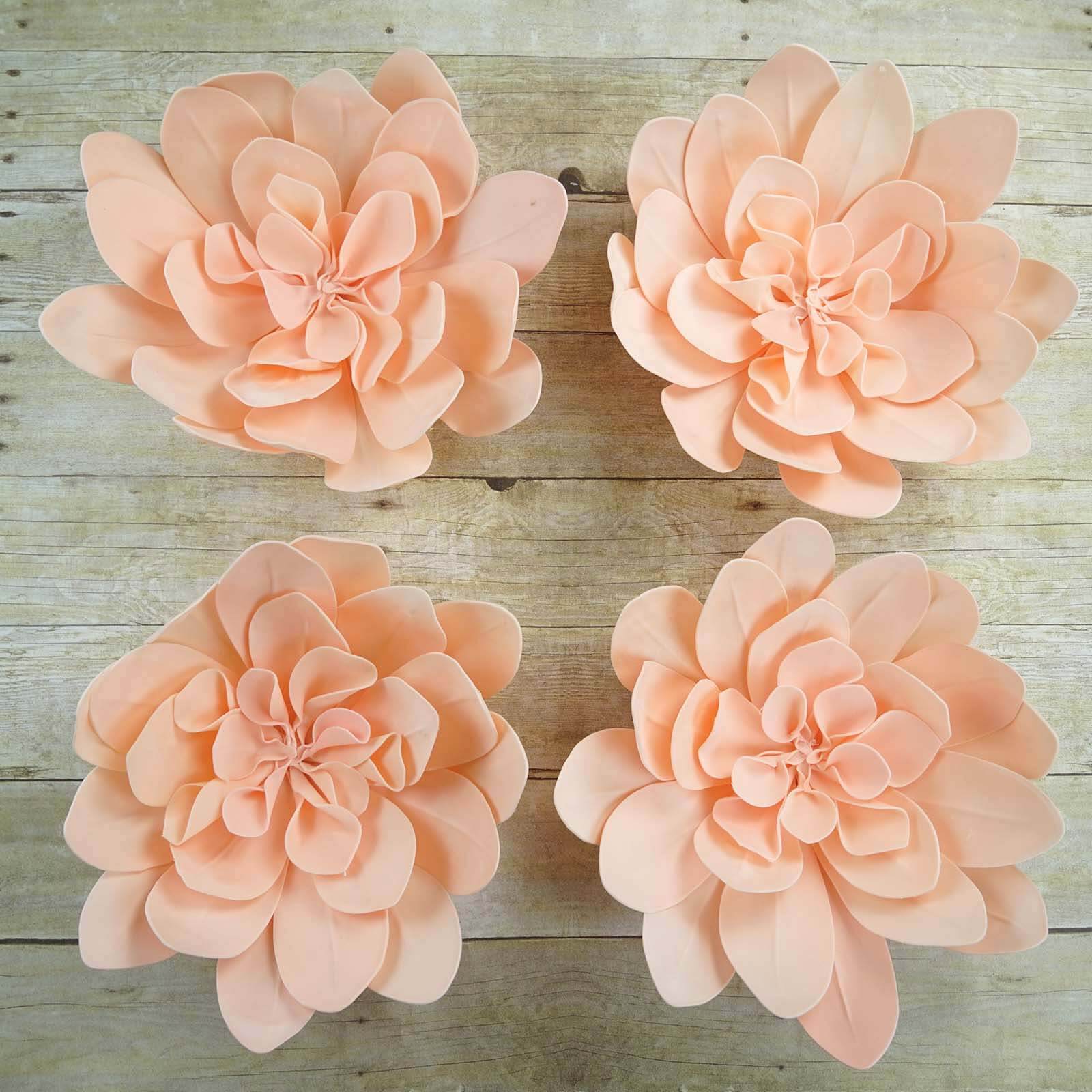 4 Pack 16" Blush Real-Like Soft Foam Craft Daisy Flower Heads
