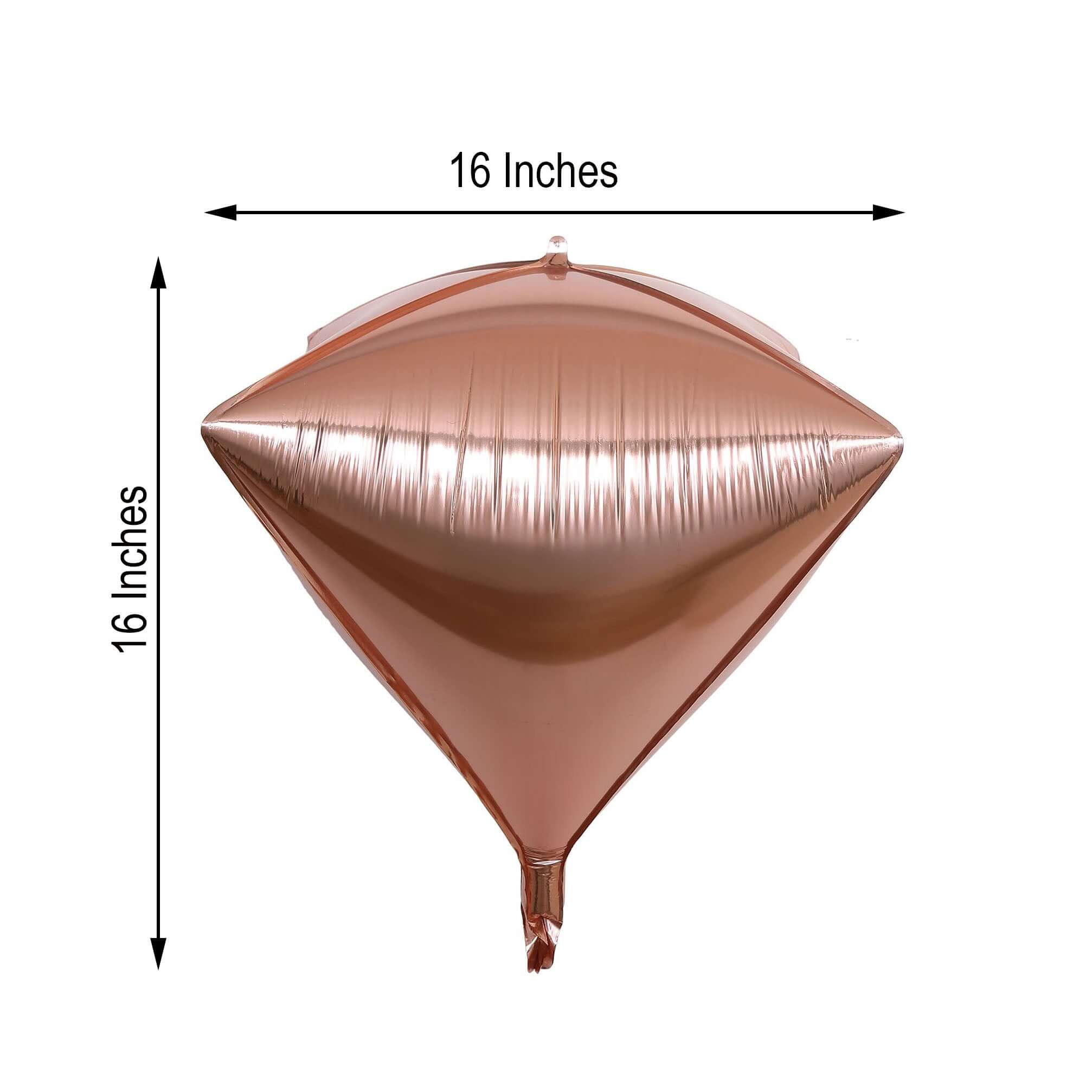3 Pack 16" Rose Gold 4D Diamond Self-Sealing Reusable Foil Balloon